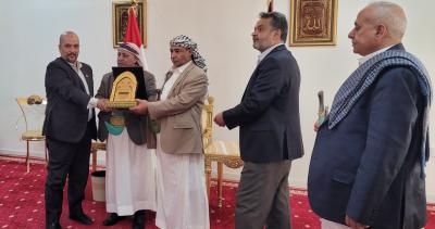 المؤتمر نت - التقى رئيس مجلس النواب يحيى علي الراعي اليوم، ممثل حركة الجهاد الإسلامي في اليمن الدكتور أحمد بركة